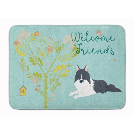 Carolines Treasures Carolines Treasures BB7583RUG Welcome Friends Black White Collie Machine Washable Memory Foam Mat BB7583RUG